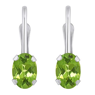 Celebration Gems 10k Gold Oval Peridot Leverback Earrings