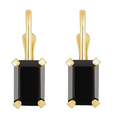 Celebration Gems 10k Gold Emerald Cut Onyx Leverback Earrings