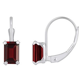 Celebration Gems 10k Gold Emerald Cut Garnet Leverback Earrings