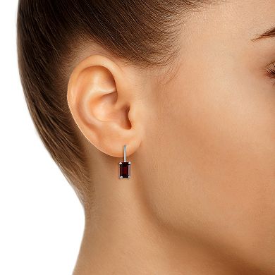 Celebration Gems 10k Gold Emerald Cut Garnet Leverback Earrings