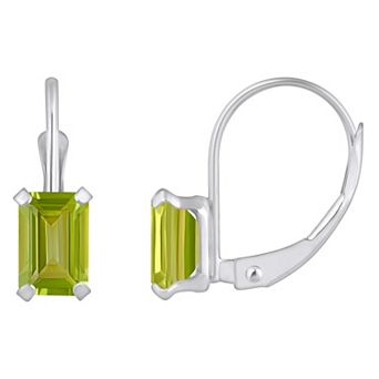 Celebration Gems 10k Gold Emerald Cut Peridot Leverback Earrings