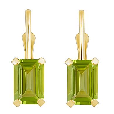 Celebration Gems 10k Gold Emerald Cut Peridot Leverback Earrings