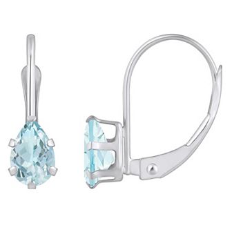 Celebration Gems 10k Gold Pear Shape Aquamarine Leverback Earrings