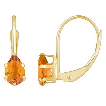 Celebration Gems 10k Gold Pear Shape Citrine Leverback Earrings