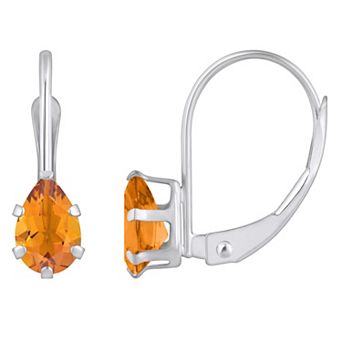 Celebration Gems 10k Gold Pear Shape Citrine Leverback Earrings