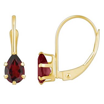 Celebration Gems 10k Gold Pear Shape Garnet Leverback Earrings