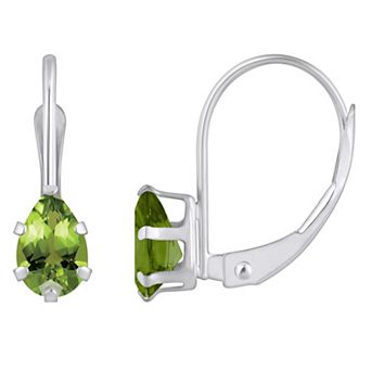 Celebration Gems 10k Gold Pear Shape Peridot Leverback Earrings