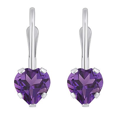 Celebration Gems 10k Gold Heart Shape Amethyst Leverback Earrings