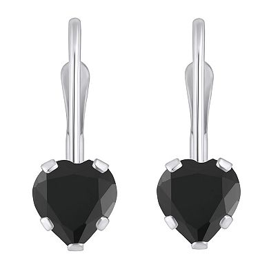 Celebration Gems 10k Gold Heart Shape Onyx Leverback Earrings