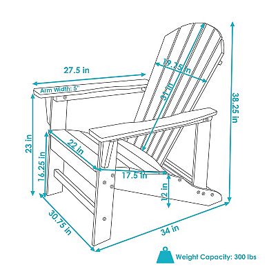 Sunnydaze All-Weather, Upright, Raised Outdoor Adirondack Chair