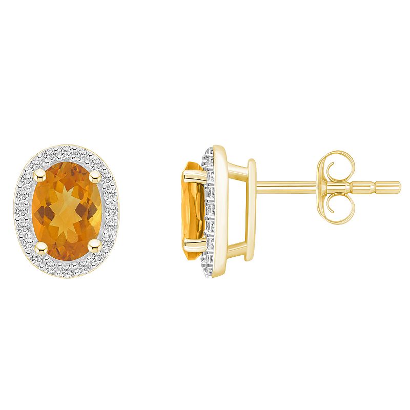 Celebration Gems 10k Gold Oval Gemstone & Lab-Created White Sapphire Halo S