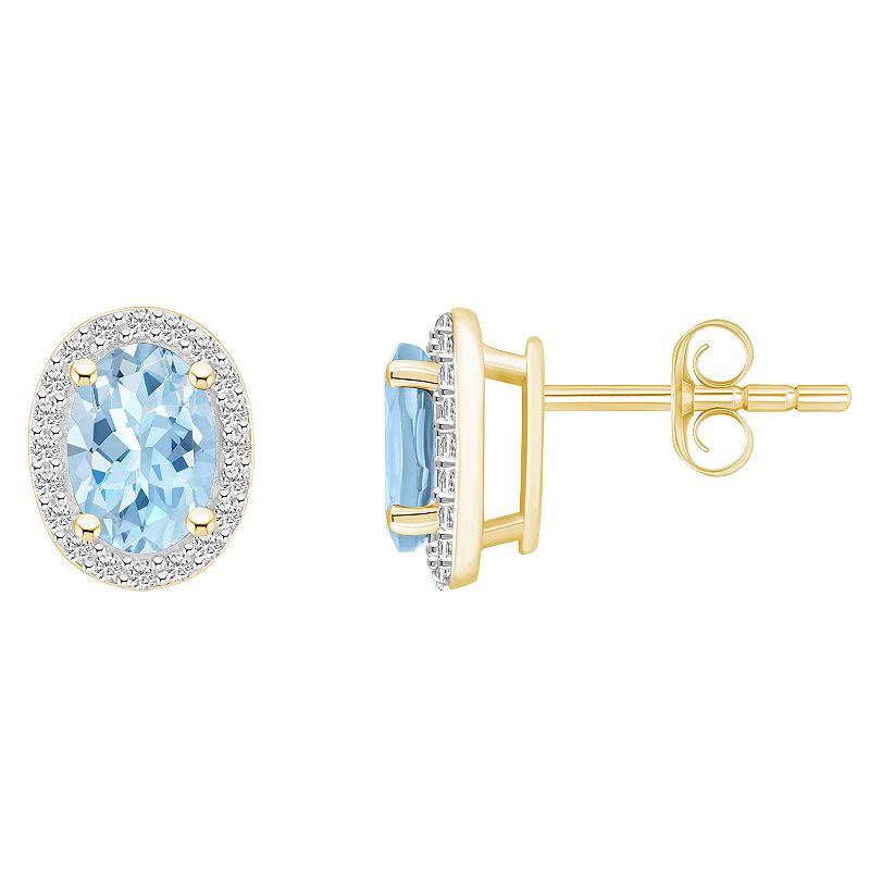 UPC 888836422018 product image for Celebration Gems 10k Gold Oval Gemstone & Lab-Created White Sapphire Halo Stud E | upcitemdb.com