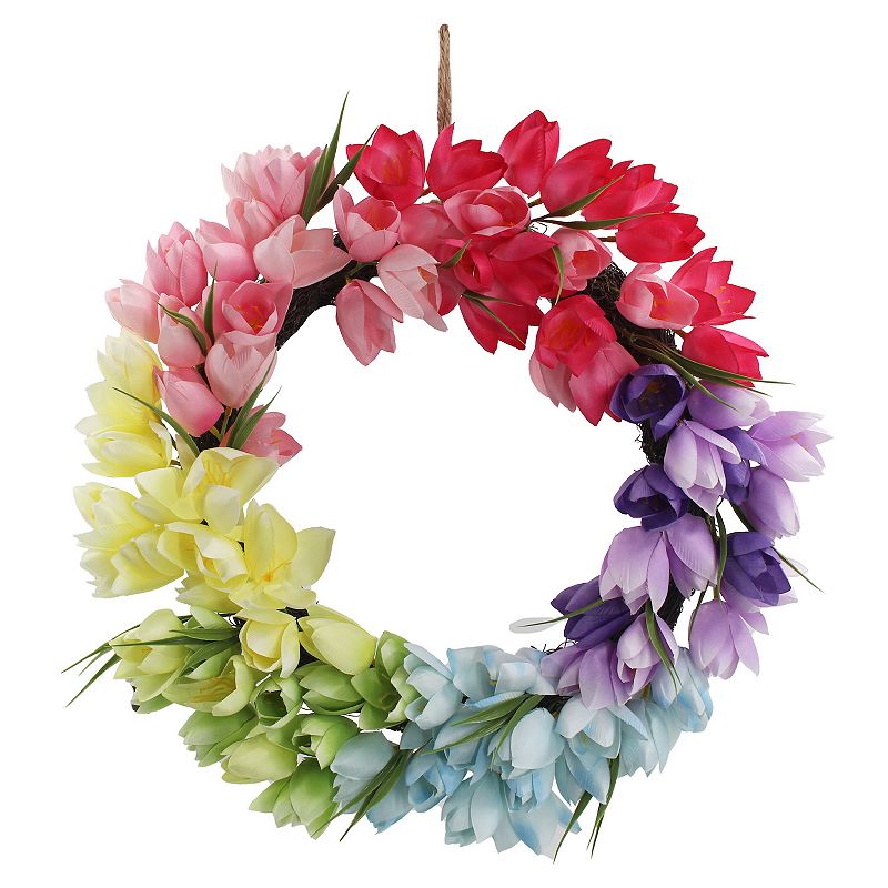 Celebrate Together Easter Ombre Rainbow Faux Tulip Wreath, Multicolor