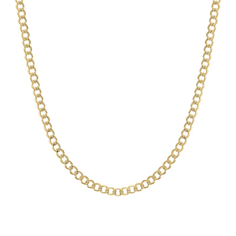 Jordan Blue 14k Gold 3.5 mm Curb Chain Necklace, Womens, Size: 18, Yell