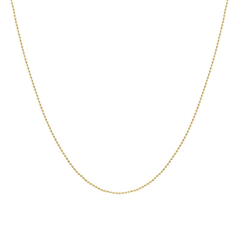 Jordan Blue 14k Gold 0.8 mm Ball Chain Necklace, Womens, Size: 22, Yell