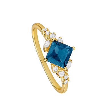 PRIMROSE Sterling Silver Blue Nano & Cubic Zirconia Cluster Ring