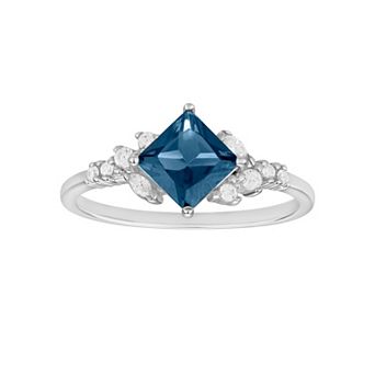PRIMROSE Sterling Silver Blue Nano & Cubic Zirconia Cluster Ring
