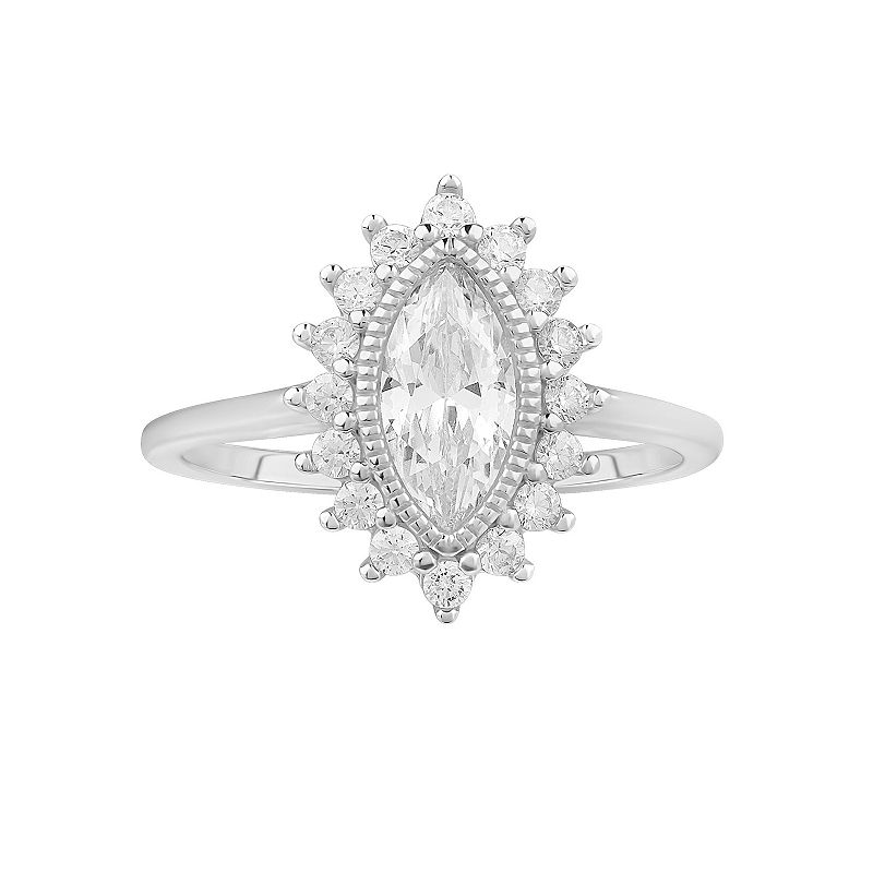 PRIMROSE Sterling Silver Marquise Cubic Zirconia Ring, Womens, Size: 7, Gr