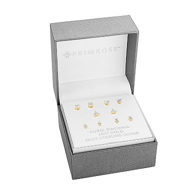 PRIMROSE Sterling Silver Cubic Zirconia 5-Pair Stud Earring Set