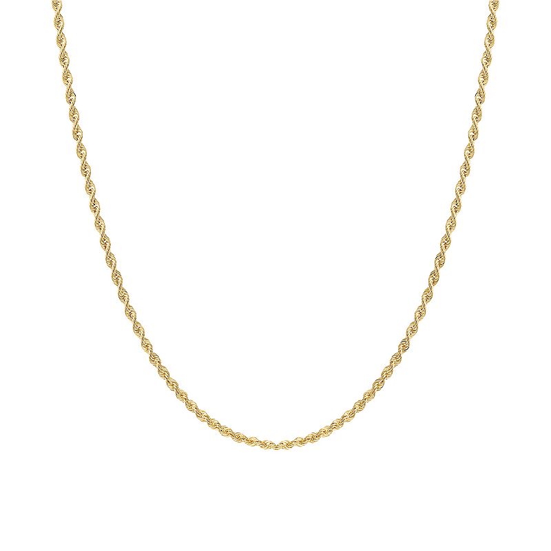 Jordan Blue 14k Gold 2 mm Rope Chain Necklace, Womens, Size: 22, Yellow