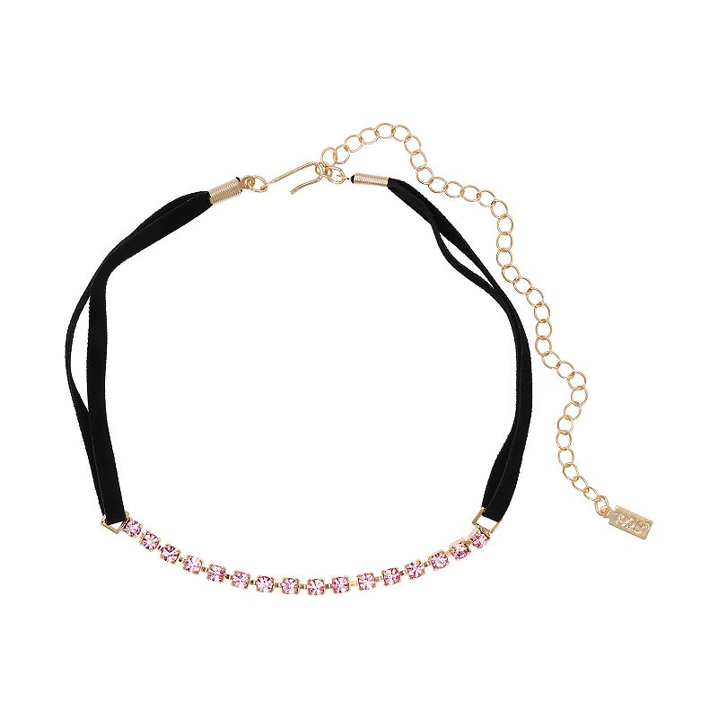 1928 Rose Crystal Choker Necklace, Womens, Pink