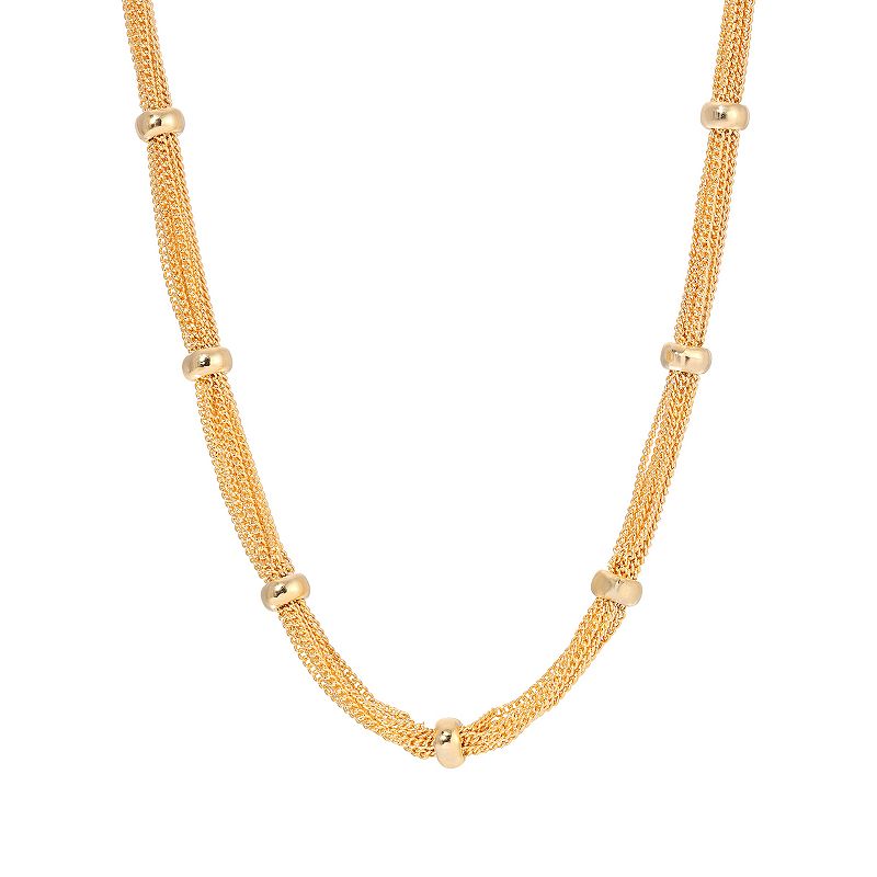 1928 Gold Tone Station Chain Necklace, Womens