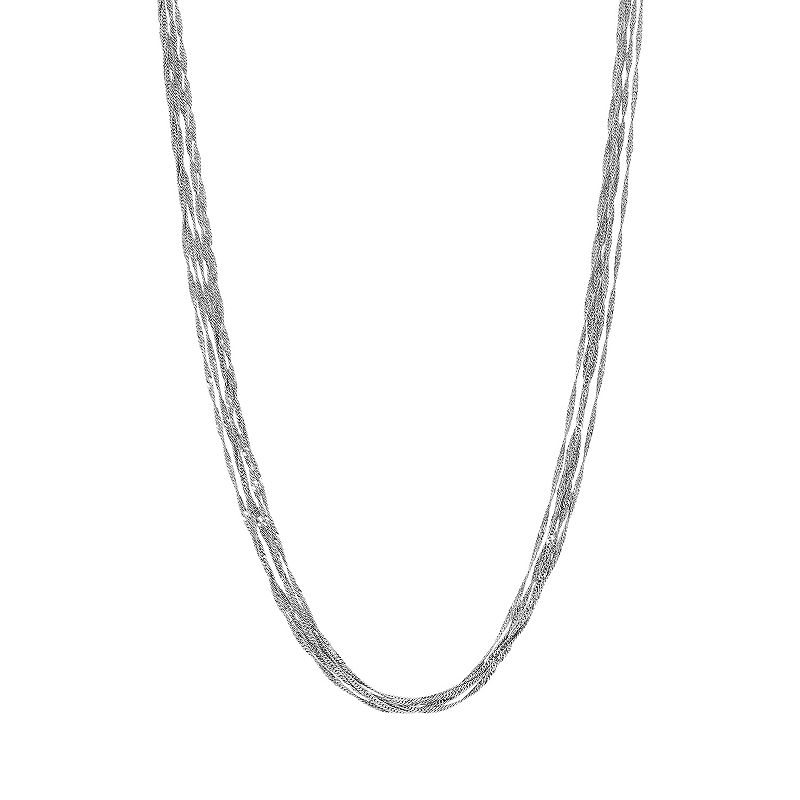 1928 Silver Tone 5 Strand Long Chain Necklace, Womens, Grey