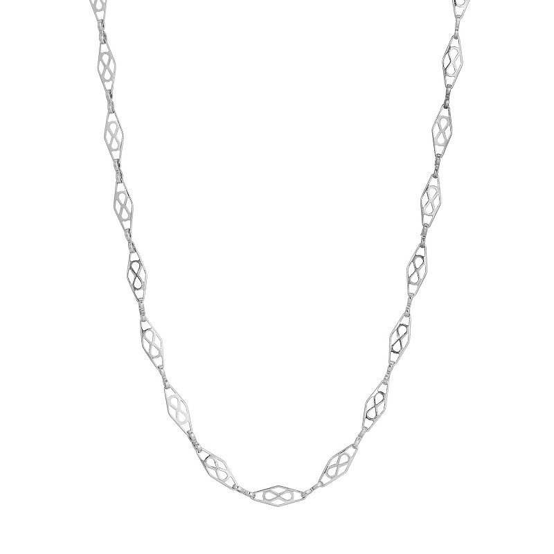 1928 Diamond Shaped Chain Necklace, Womens, Grey