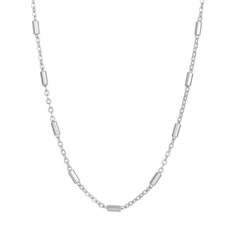 1928 Tube Designer Chain Necklace, Womens, Grey