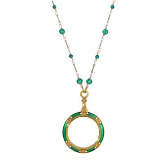 1928 Green Beaded Magnifier Glass Necklace