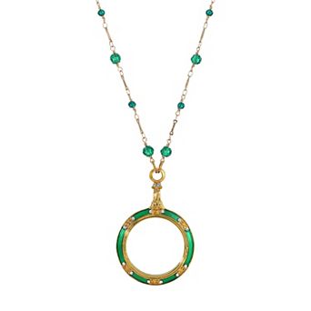 1928 Green Beaded Magnifier Glass Necklace