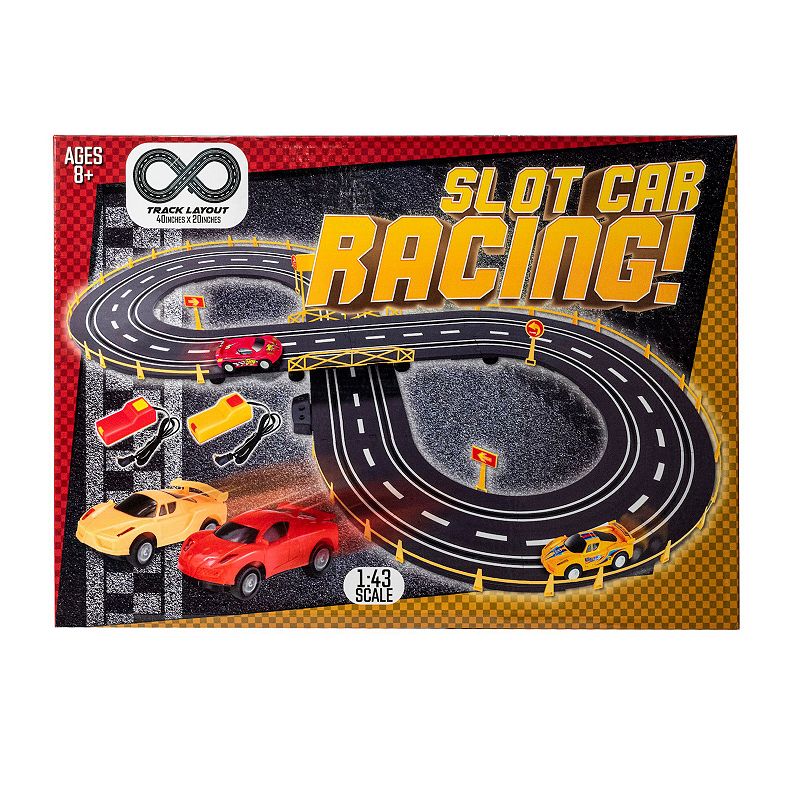 Battery Operated Slot Car Racing Track, Multicolor