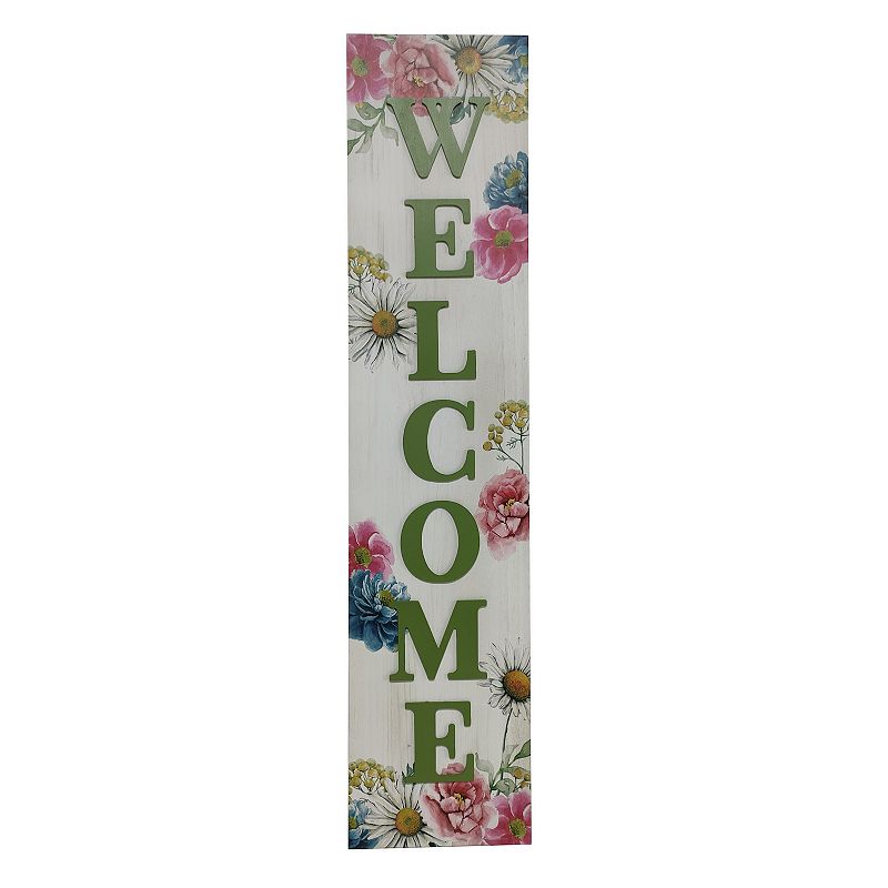 Sonoma Goods For Life Welcome Floral Porch Leaner Floor Decor, Multicolor