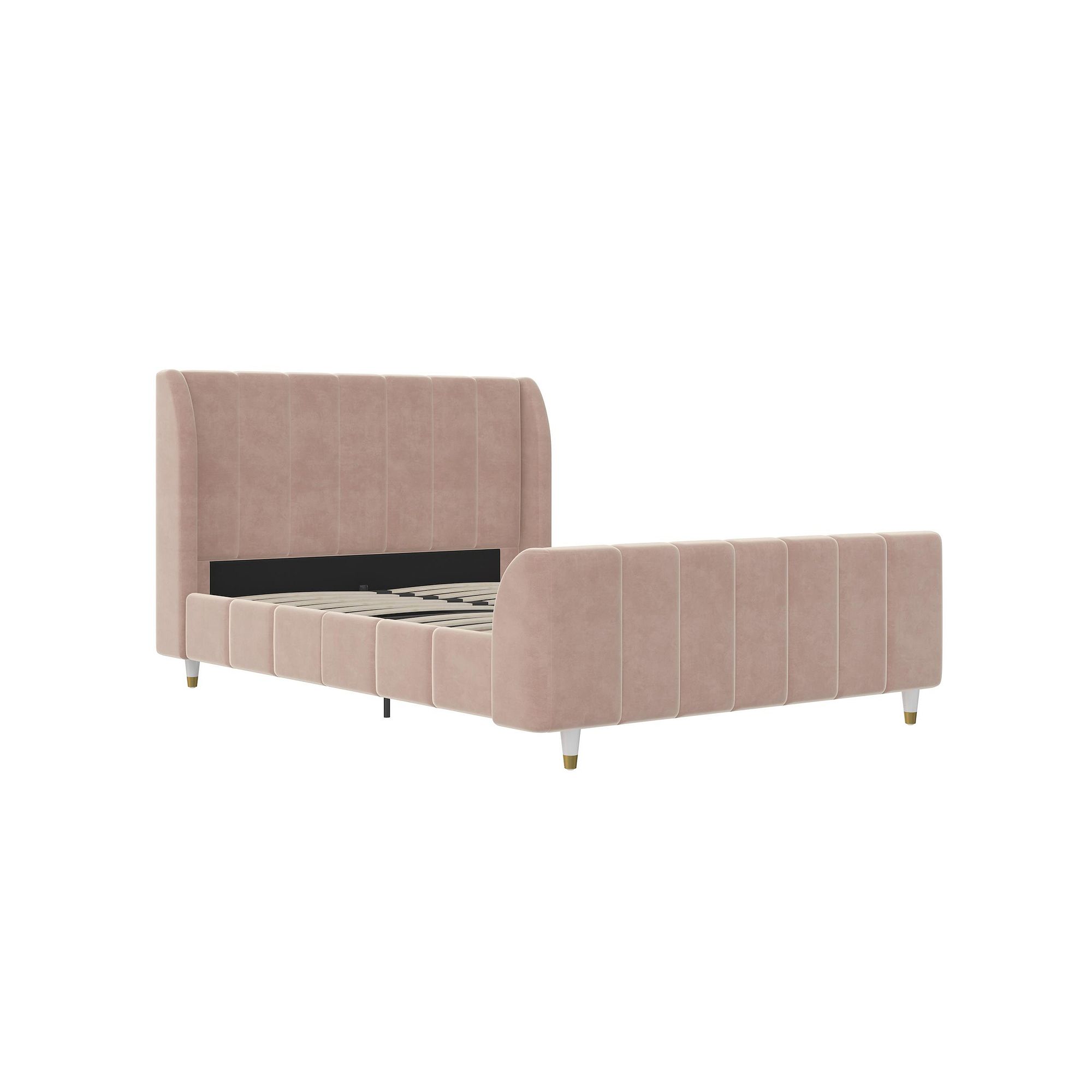 Little Seeds Valentina Upholstered Bed - Full Frame, Velvet Pink