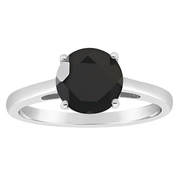 Alyson Layne Sterling Silver Round Onyx Ring