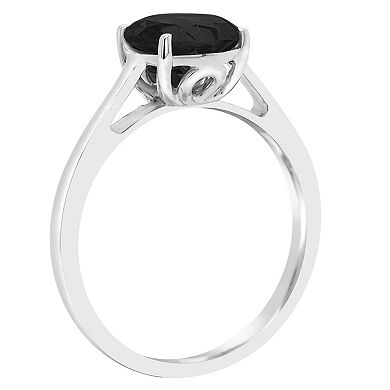 Alyson Layne Sterling Silver Round Onyx Ring