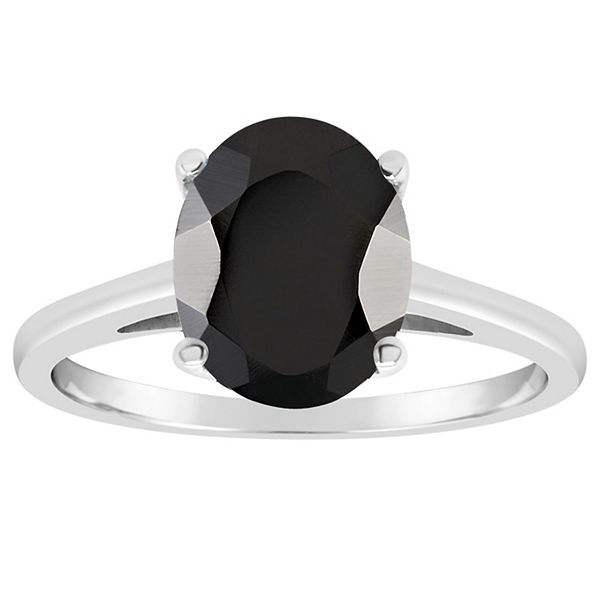 Alyson Layne Sterling Silver Oval Onyx Ring