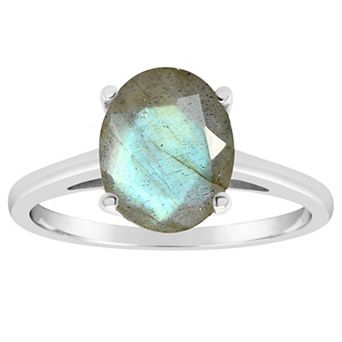 Alyson Layne Sterling Silver Oval Labradorite Ring
