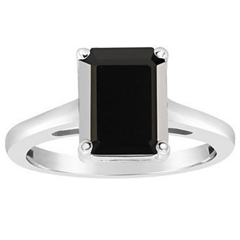 Alyson Layne Sterling Silver Emerald Cut Onyx Ring
