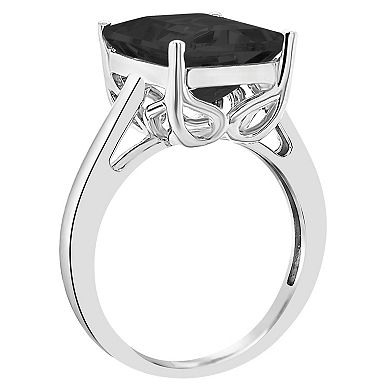 Alyson Layne Sterling Silver Emerald Cut Onyx Ring