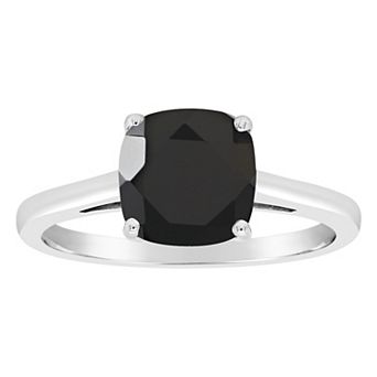 Alyson Layne Sterling Silver Cushion Onyx Ring