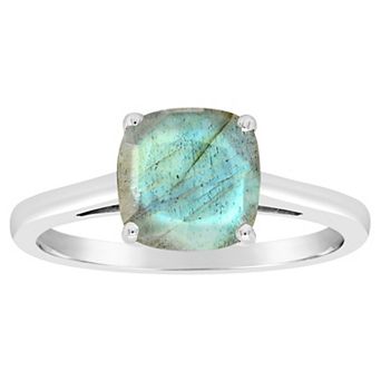 Alyson Layne Sterling Silver Cushion Labradorite Ring