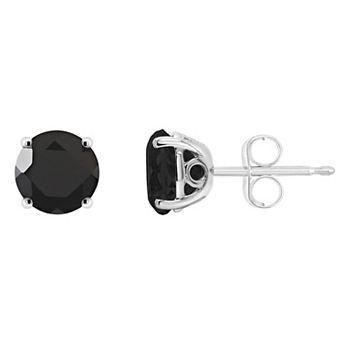 Alyson Layne Sterling Silver Round Onyx Stud Earrings