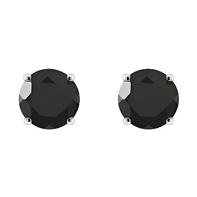 Alyson Layne Sterling Silver Round Onyx Stud Earrings