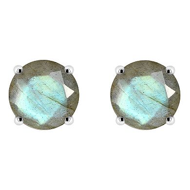 Alyson Layne Sterling Silver Round Labradorite Stud Earrings