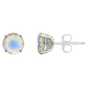 Alyson Layne Sterling Silver Round Moonstone Stud Earrings