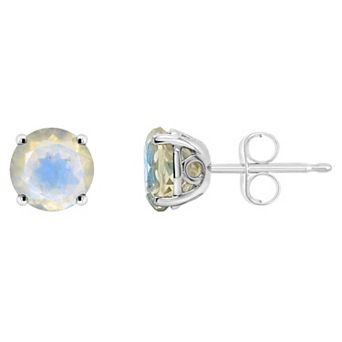 Alyson Layne Sterling Silver Round Moonstone Stud Earrings