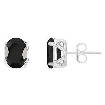 Alyson Layne Sterling Silver Oval Onyx Stud Earrings