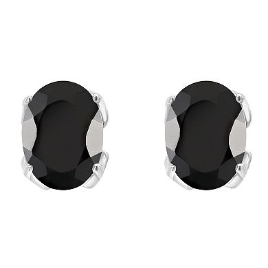 Alyson Layne Sterling Silver Oval Onyx Stud Earrings