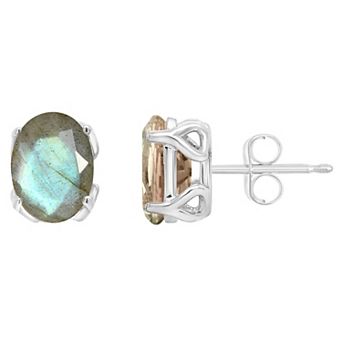 Alyson Layne Sterling Silver Oval Labradorite Stud Earrings